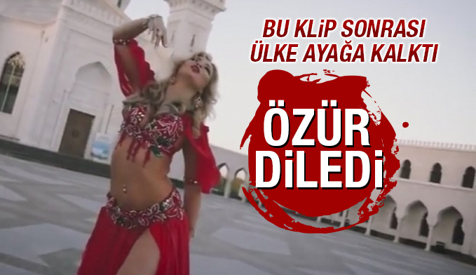 Cami avlusunda çekilen klip büyük tepki çekti