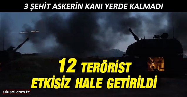 3 şehit askerin kanı yerde kalmadı: 12 terörist etkisiz hale getirildi